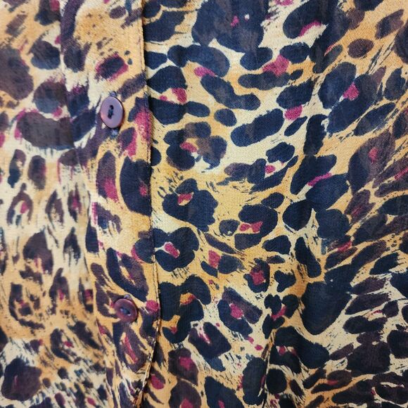 The Avenue Womens sz 26/28 Blouse Animal Print Button Front Leopard Cheetah Vtg - Picture 6 of 15